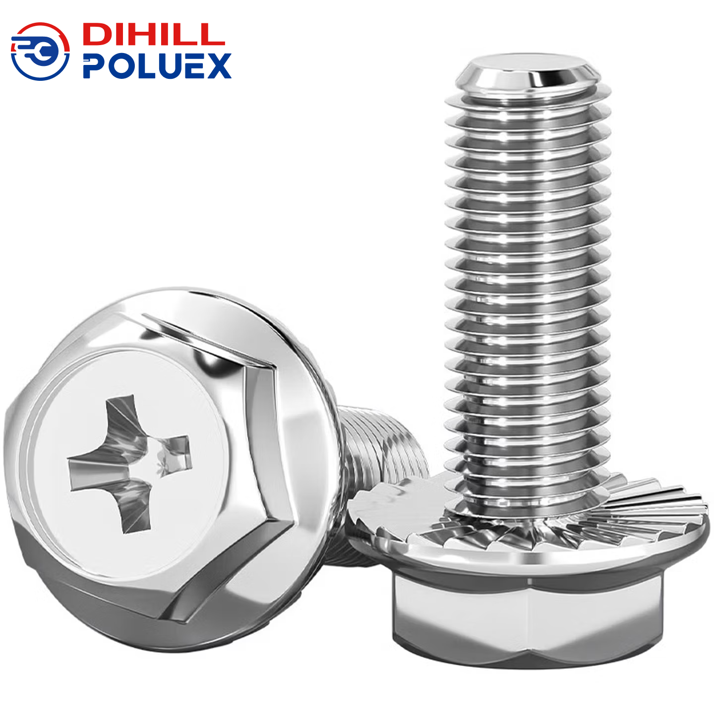 304不锈钢十字法兰面螺丝外六角螺栓防滑带垫花齿纹螺钉