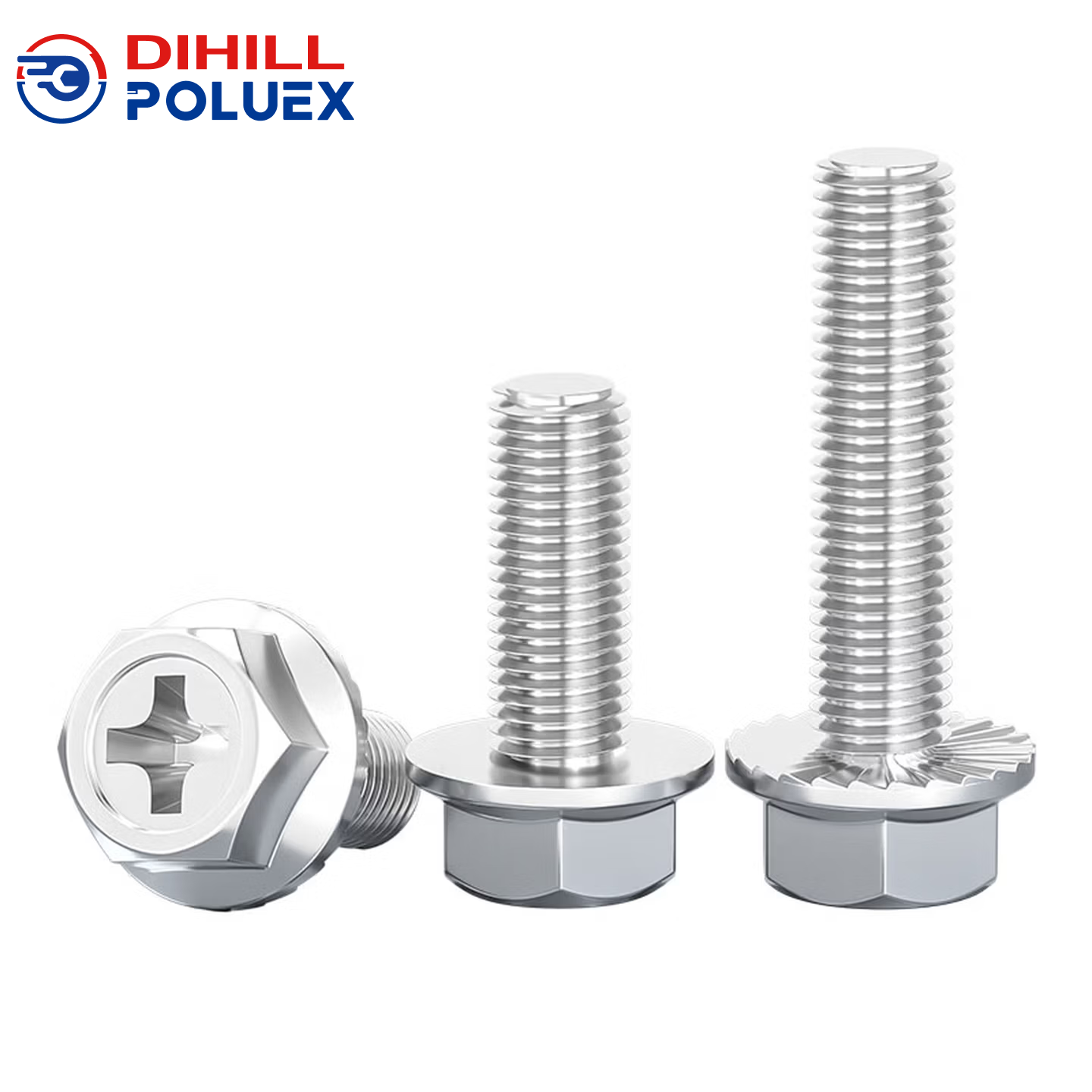 304不锈钢十字法兰螺丝外六角法兰面螺栓防滑带垫螺钉